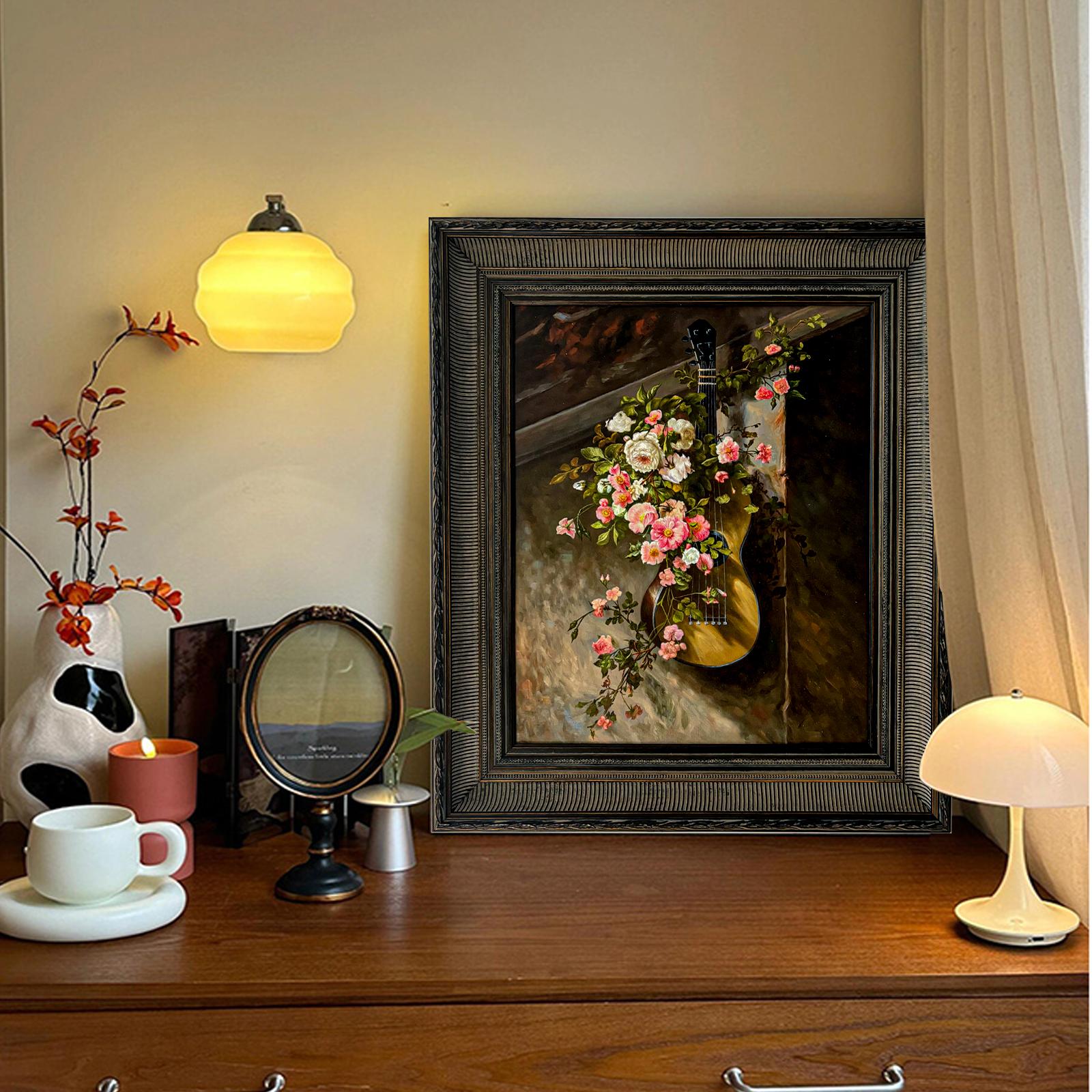 The picture frame placed on the desktop.