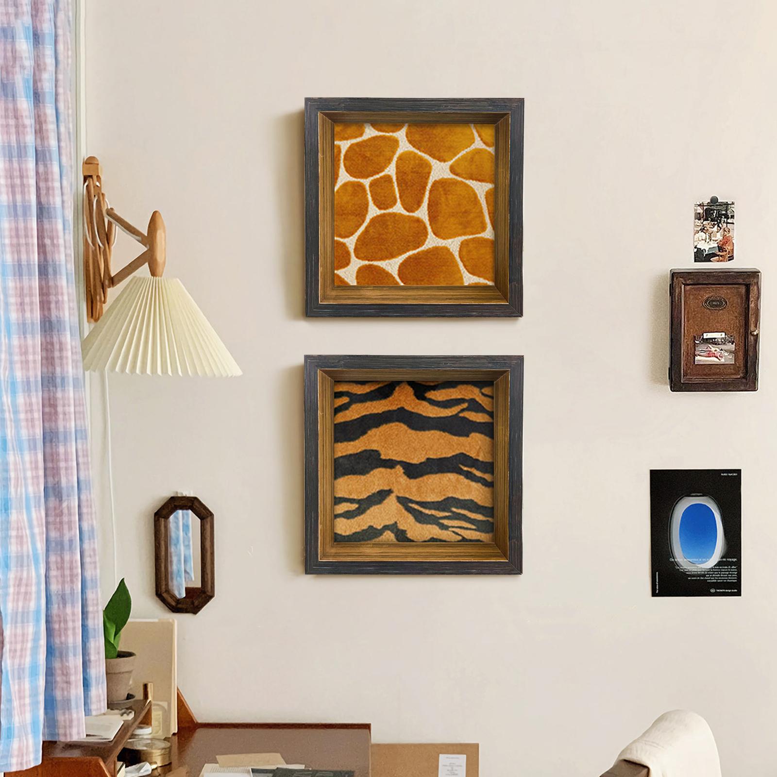 The picture frame is hung on the wall